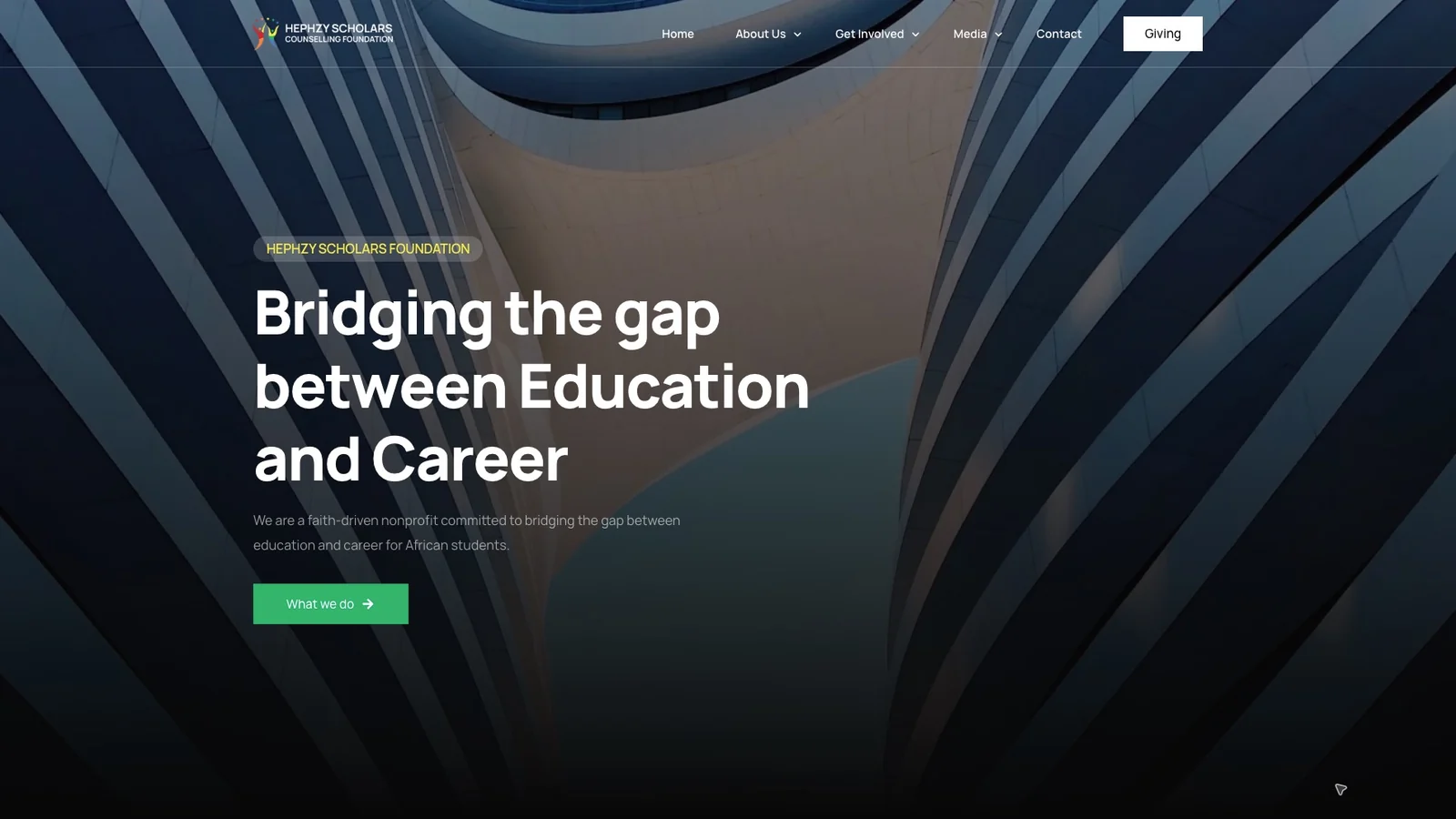 Hephzy Scholars Foundation website hero section